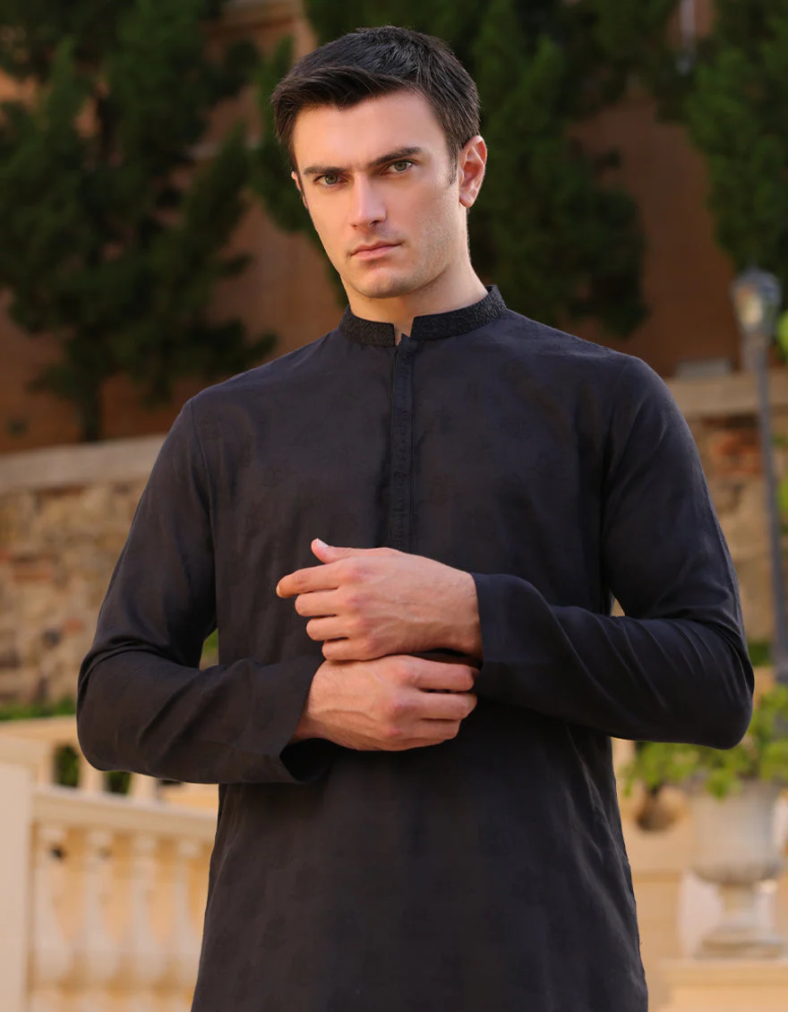 BLACK COTTON KURTA | JJK-S-33062/S24/JJ9220-SF - Image 2