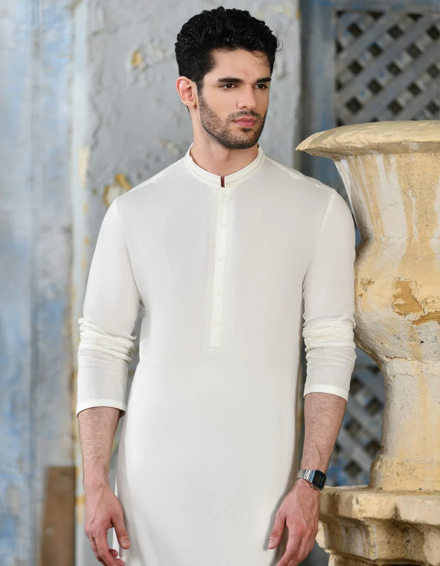 WHITE BLENDED KURTA | JJK-S-34729/S24/JJ9281-SF