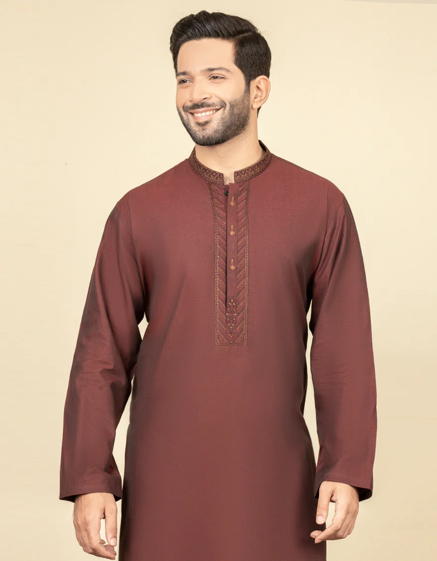 MAROON COTTON KURTA | JJK-S-US-32635/S22/JJ8251-FL - Image 3