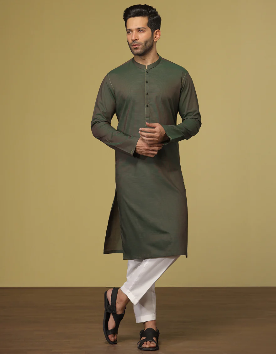 PARROT GREEN COTTON KURTA | JJK-S-US-36915/S22/JJ7635-PN