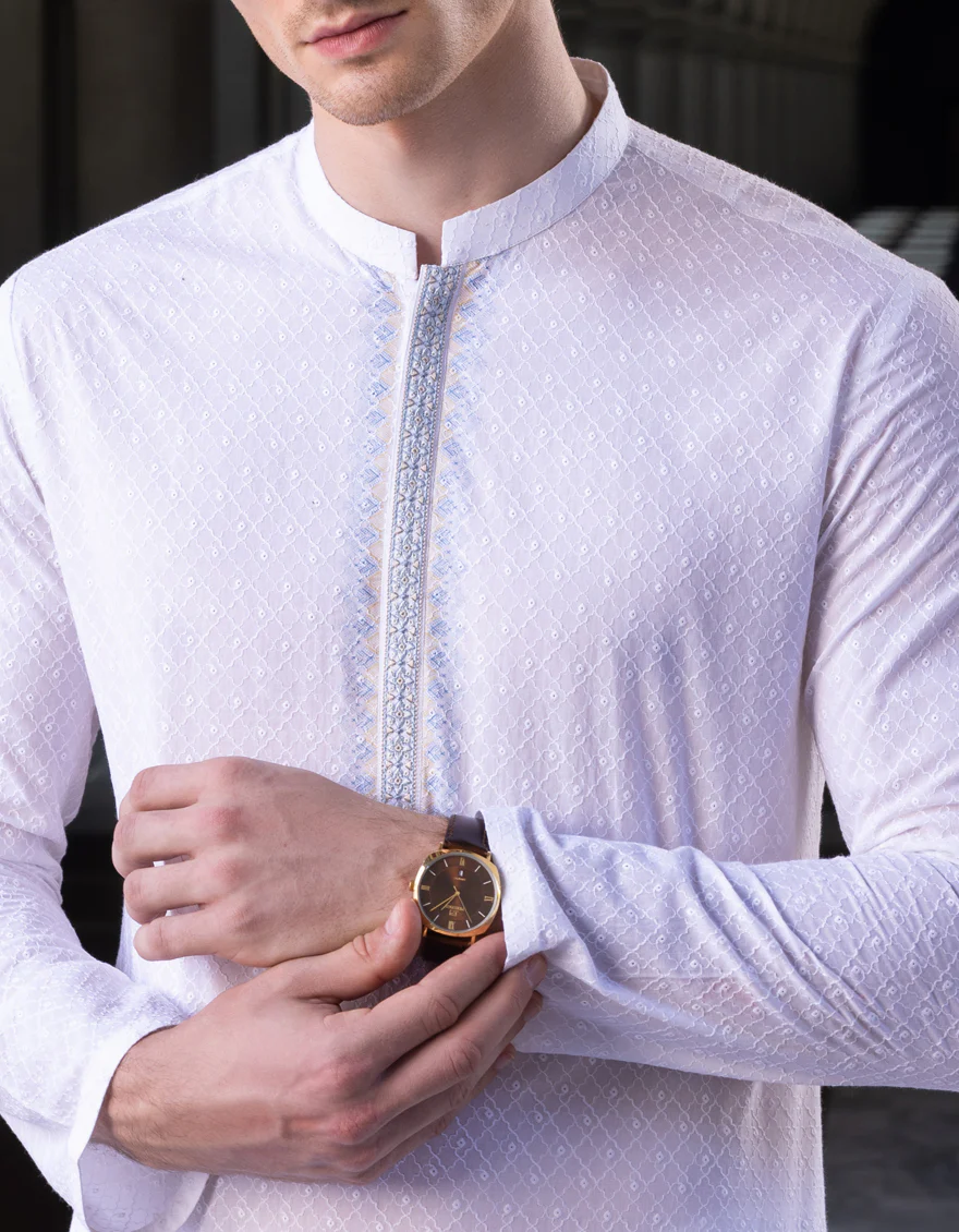 WHITE COTTON KURTA | JJK-S-US-36978/S23/JJ8714-FL - Image 2