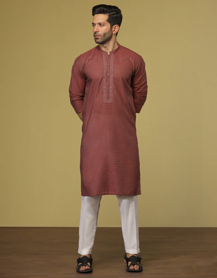 LIGHT MAROON BLENDED KURTA | JJK-S-US-37653/S22/JJ7627-SF