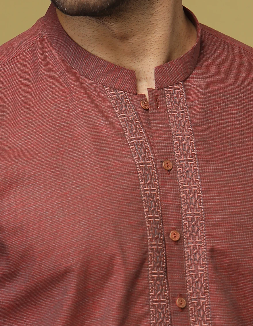 LIGHT MAROON BLENDED KURTA | JJK-S-US-37653/S22/JJ7627-SF - Image 2