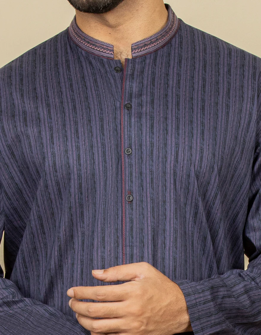 DEEP PURPLE COTTON KURTA | JJK-S-US-37658/S22/JJ7546-SF - Image 3