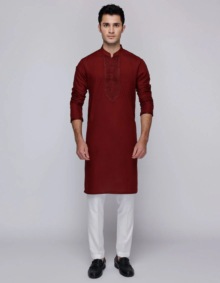 MAROON COTTON SPECIAL KURTA | JJK-SP-A-34944/S25/JJ1001-FL