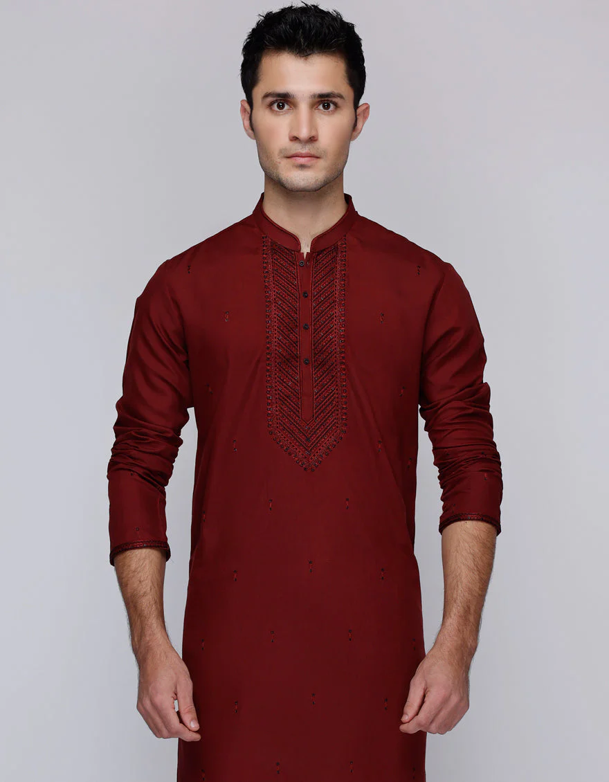 MAROON COTTON SPECIAL KURTA | JJK-SP-A-34944/S25/JJ1001-FL - Image 2