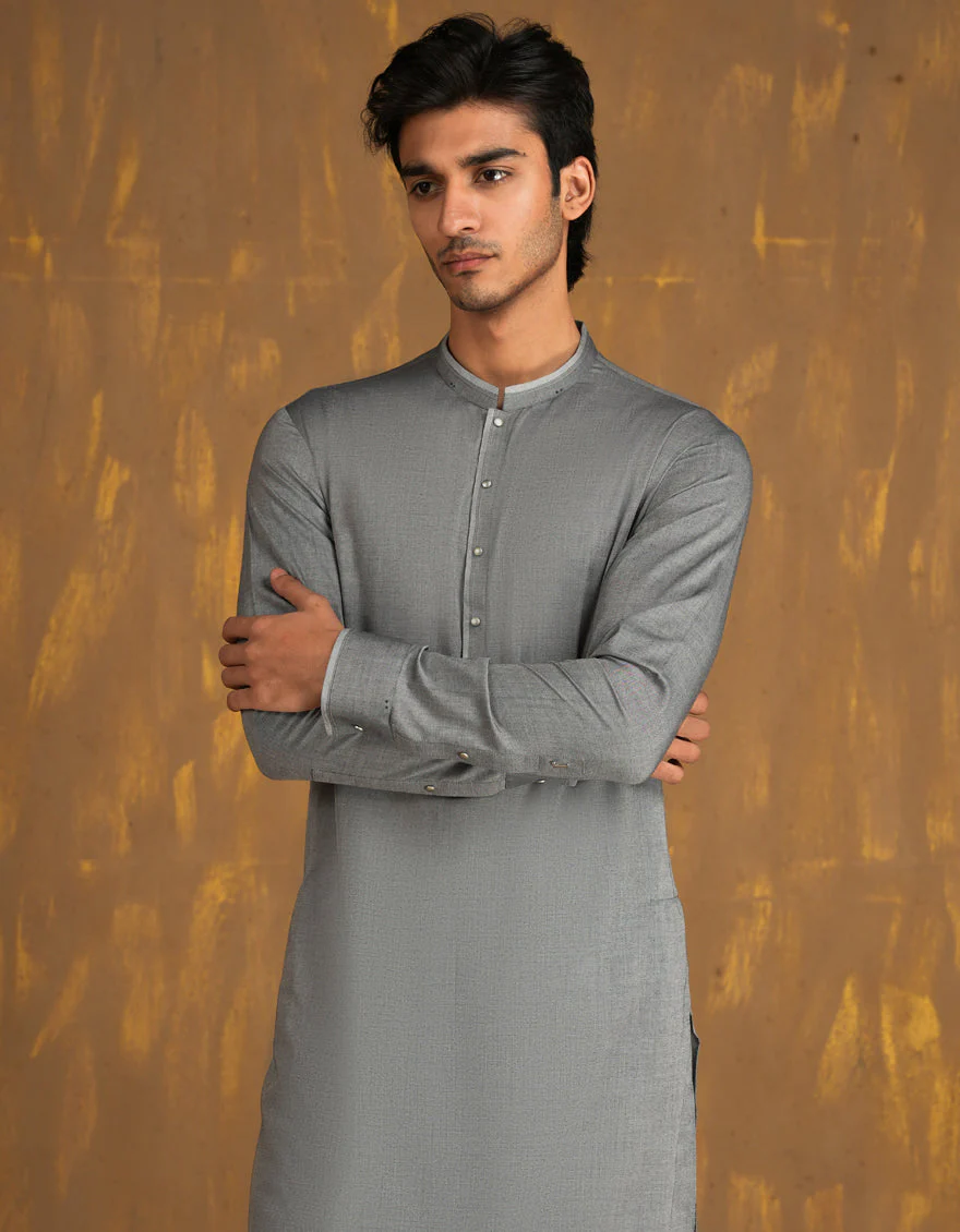 LIGHT GREEN BLENDED KURTA TROUSERS | JJKP-A-33072/S24/JJ8214-CL - Image 2