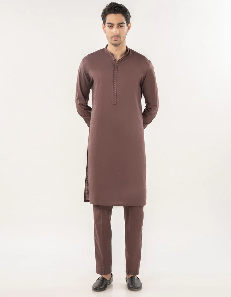 LIVER BROWN BLENDED KURTA TROUSERS | JJKP-A-33173/S24/JJ9678-SF