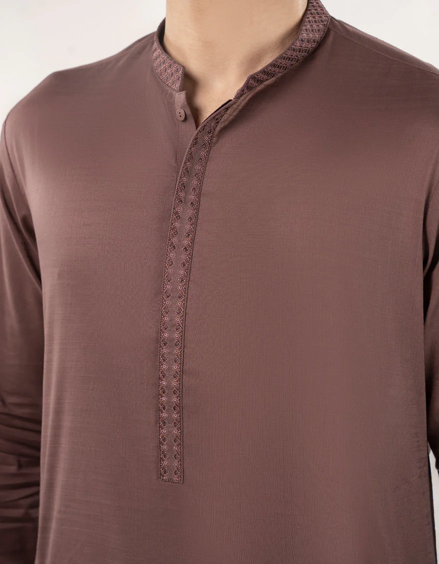 LIVER BROWN BLENDED KURTA TROUSERS | JJKP-A-33173/S24/JJ9678-SF - Image 3