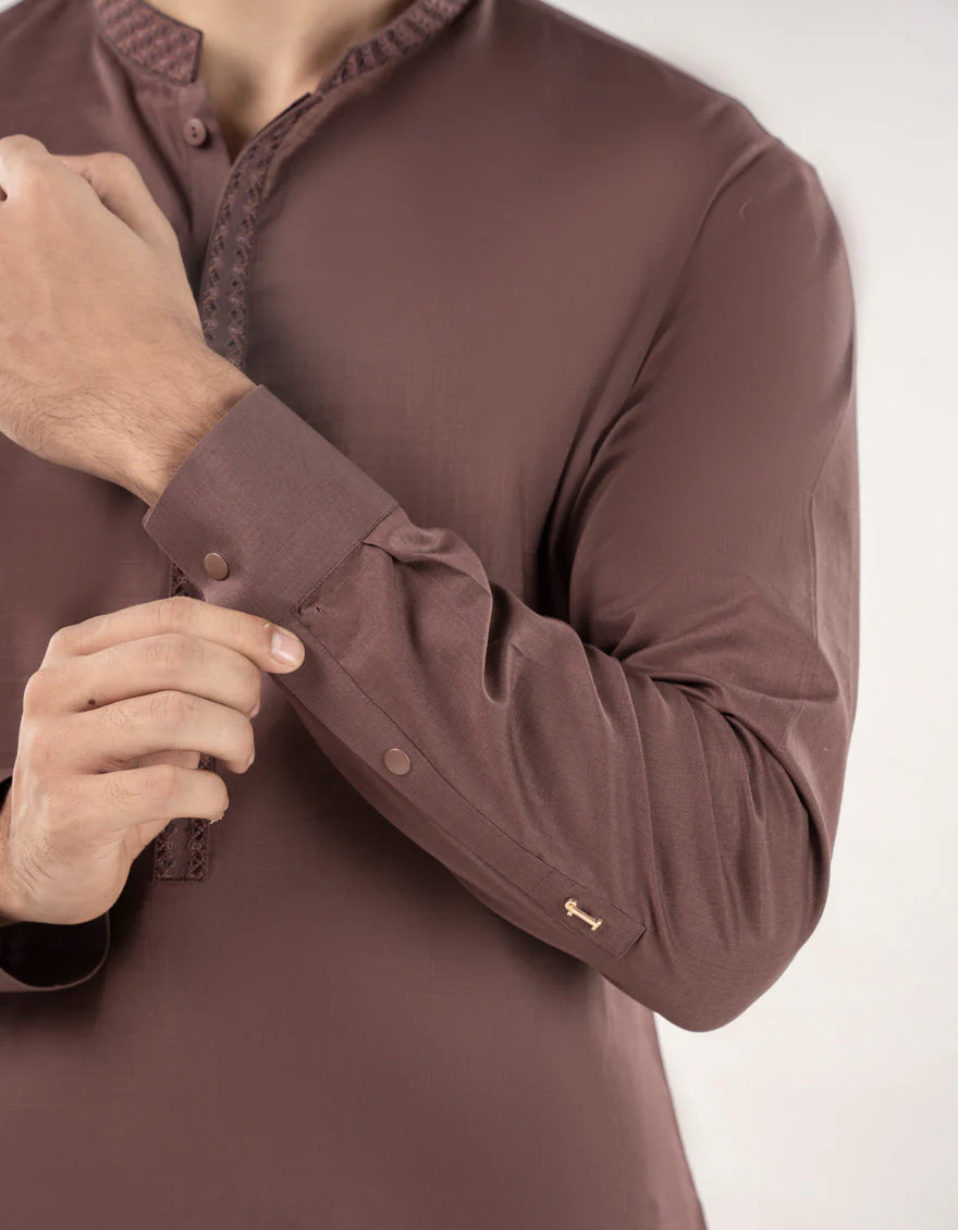 LIVER BROWN BLENDED KURTA TROUSERS | JJKP-A-33173/S24/JJ9678-SF - Image 4