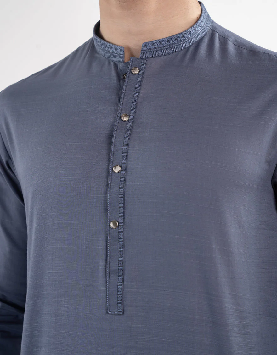 PEGN BLUE BLENDED KURTA TROUSERS | JJKP-A-33175/S24/JJ9677-SF - Image 3