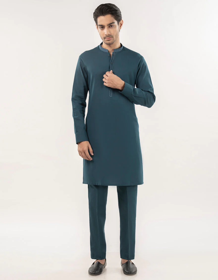 SEA GREEN COTTON KURTA TROUSERS | JJKP-A-33177/S25/JJ9732-SF