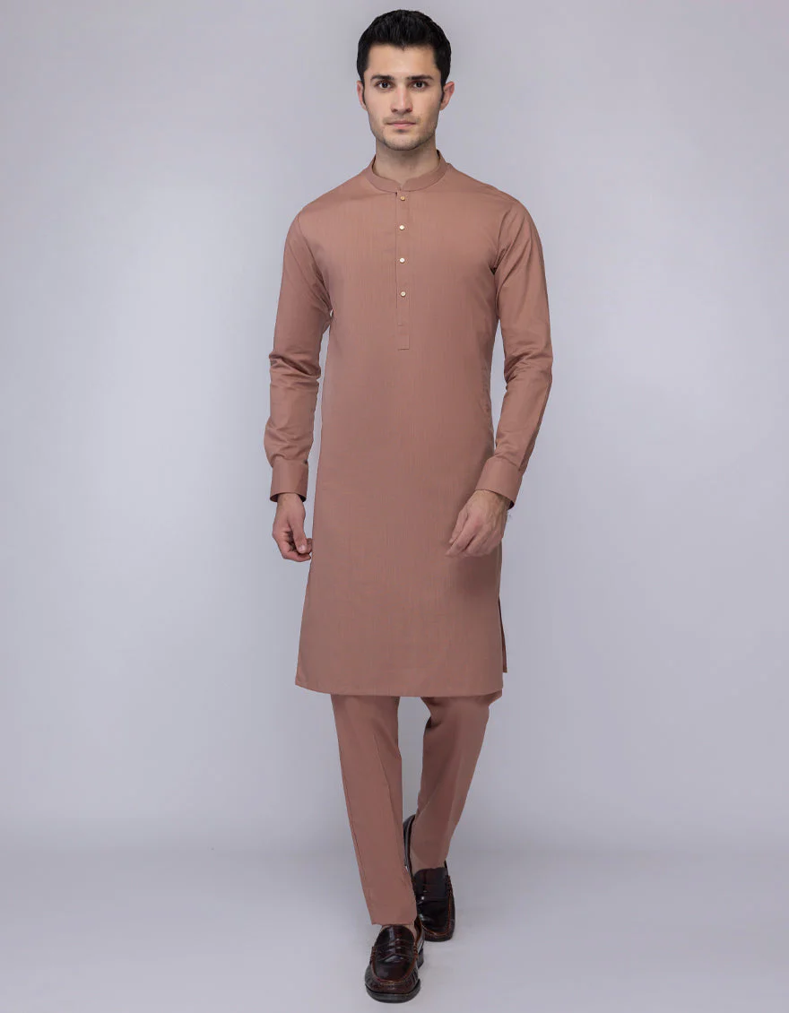 BRICK COTTON KURTA TROUSERS | JJKP-A-33203/S25/JJ9631-CL