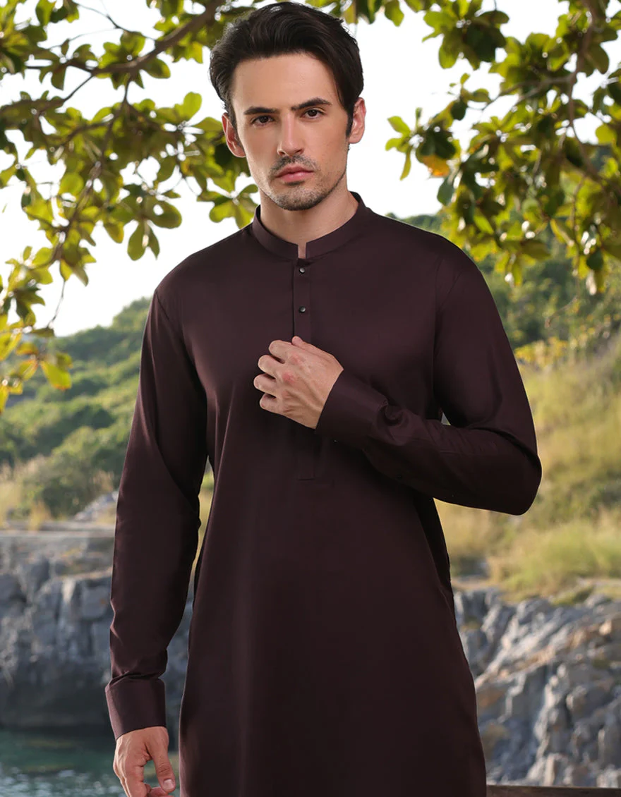 LIVER BROWN COTTON KURTA TROUSERS | JJKP-A-33205/S25/JJ9828-PN