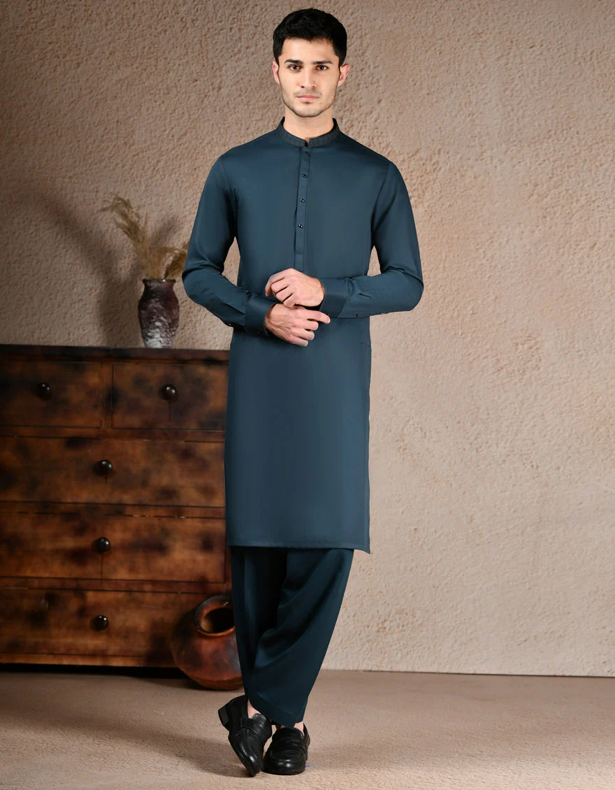 DARK GREEN BLENDED KURTA TROUSERS | JJKP-A-33270/S25/JJ9579-SF