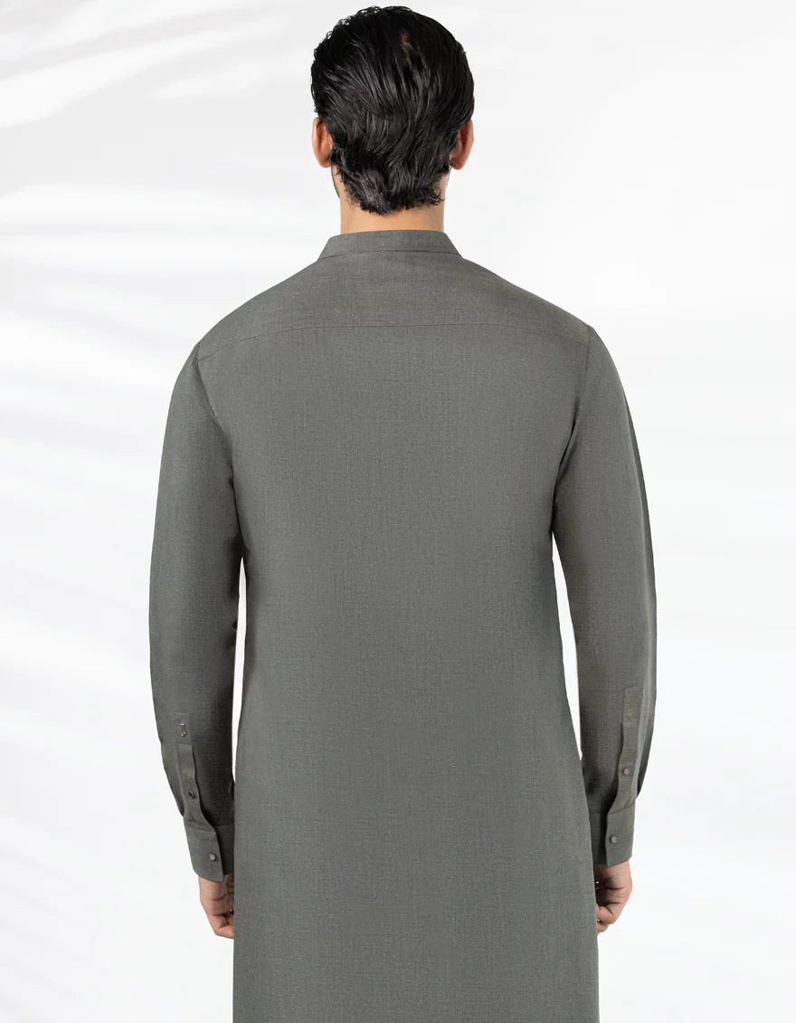 MUD GREEN BLENDED KURTA TROUSERS | JJKP-A-33471/S25/JJ11074-CL - Image 4