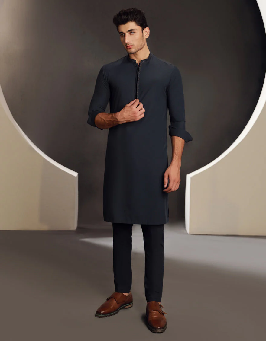 BLUE BLENDED KURTA TROUSERS | JJKP-A-34830/S24/JJ9423-SF