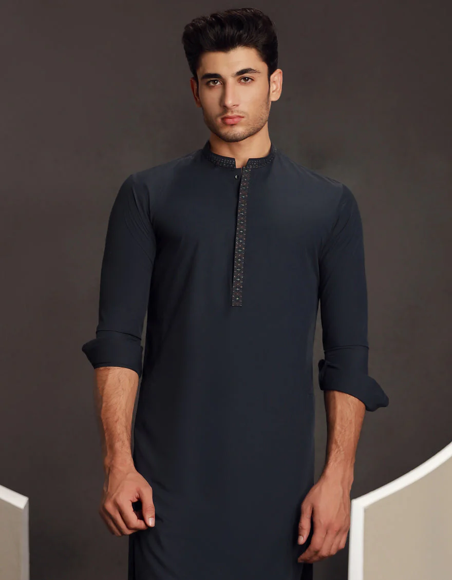 BLUE BLENDED KURTA TROUSERS | JJKP-A-34830/S24/JJ9423-SF - Image 2