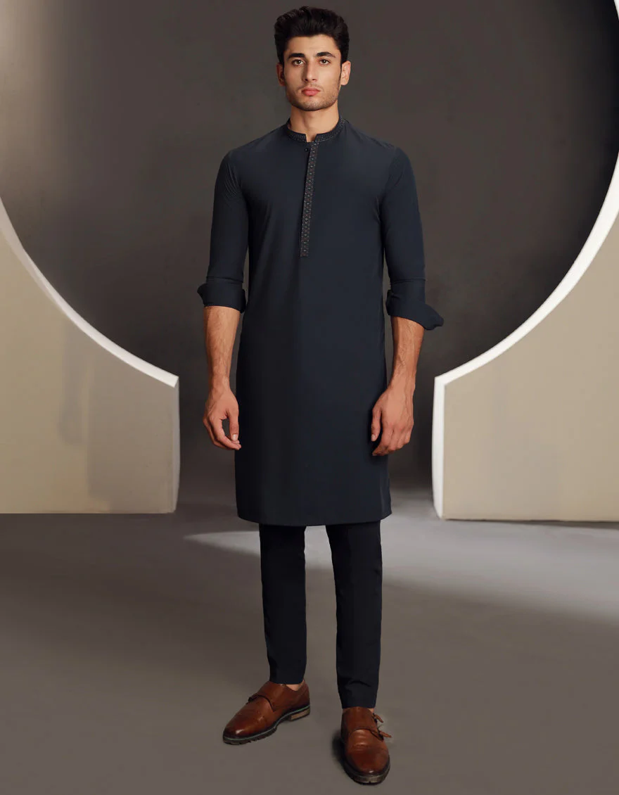 BLUE BLENDED KURTA TROUSERS | JJKP-A-34830/S24/JJ9423-SF - Image 3