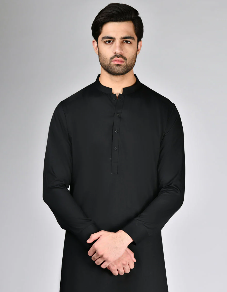 BLACK CVC KURTA TROUSERS | JJKP-A-46493/S24/JJ8745-PN