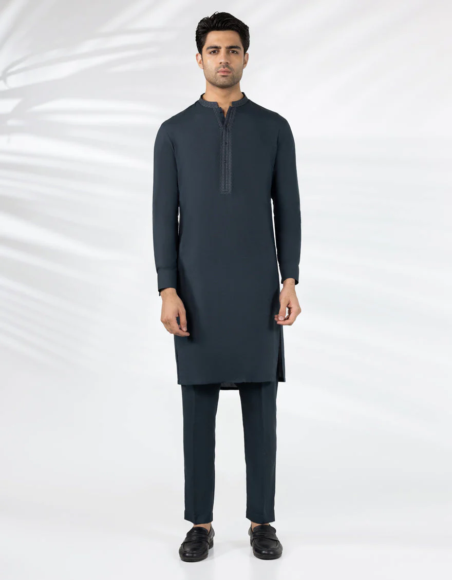 EMERALD GREEN BLENDED KURTA TROUSERS | JJKP-A-47439/S25/JJ9938-SF