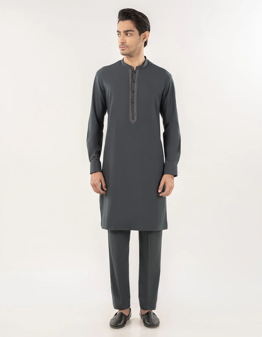 DARK GREEN BLENDED KURTA TROUSERS | JJKP-A-50015/S25/JJ10016-SF