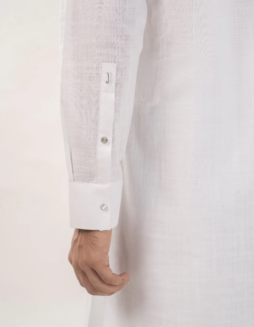 WHITE COTTON KURTA TROUSERS | JJKP-W-33176/S24/JJ9732-SF - Image 4