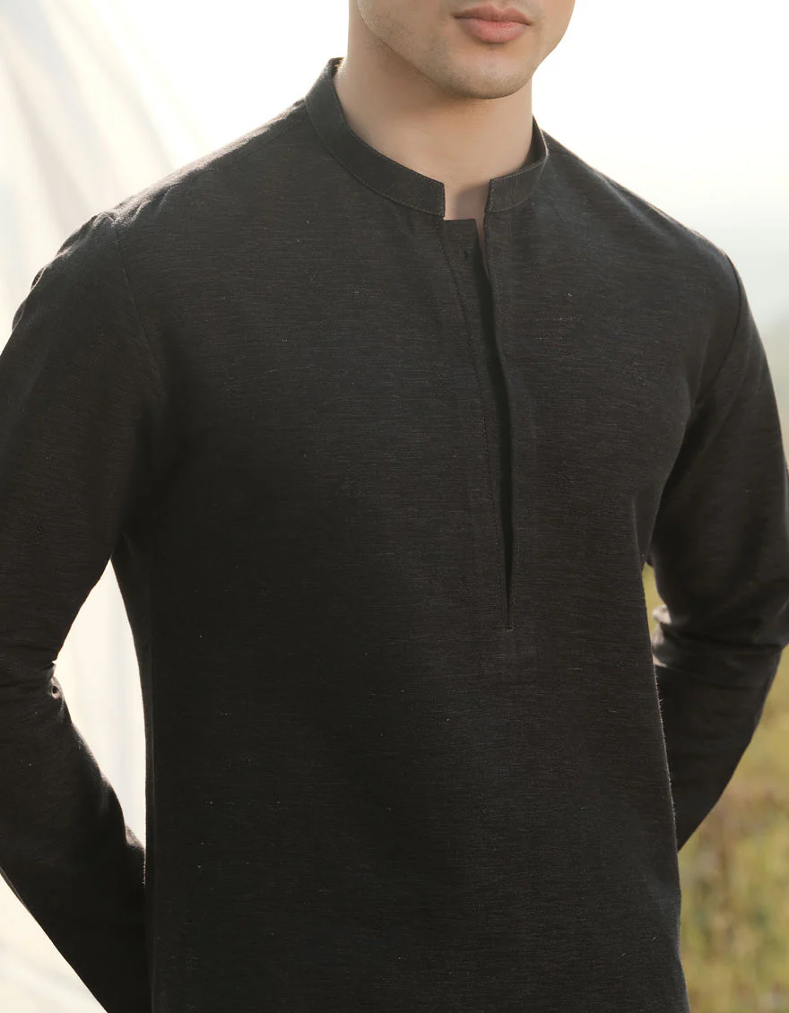 BLACK COTTON KURTA TROUSERS | JJKP-W-47361/S24/JJ9662-FL - Image 3