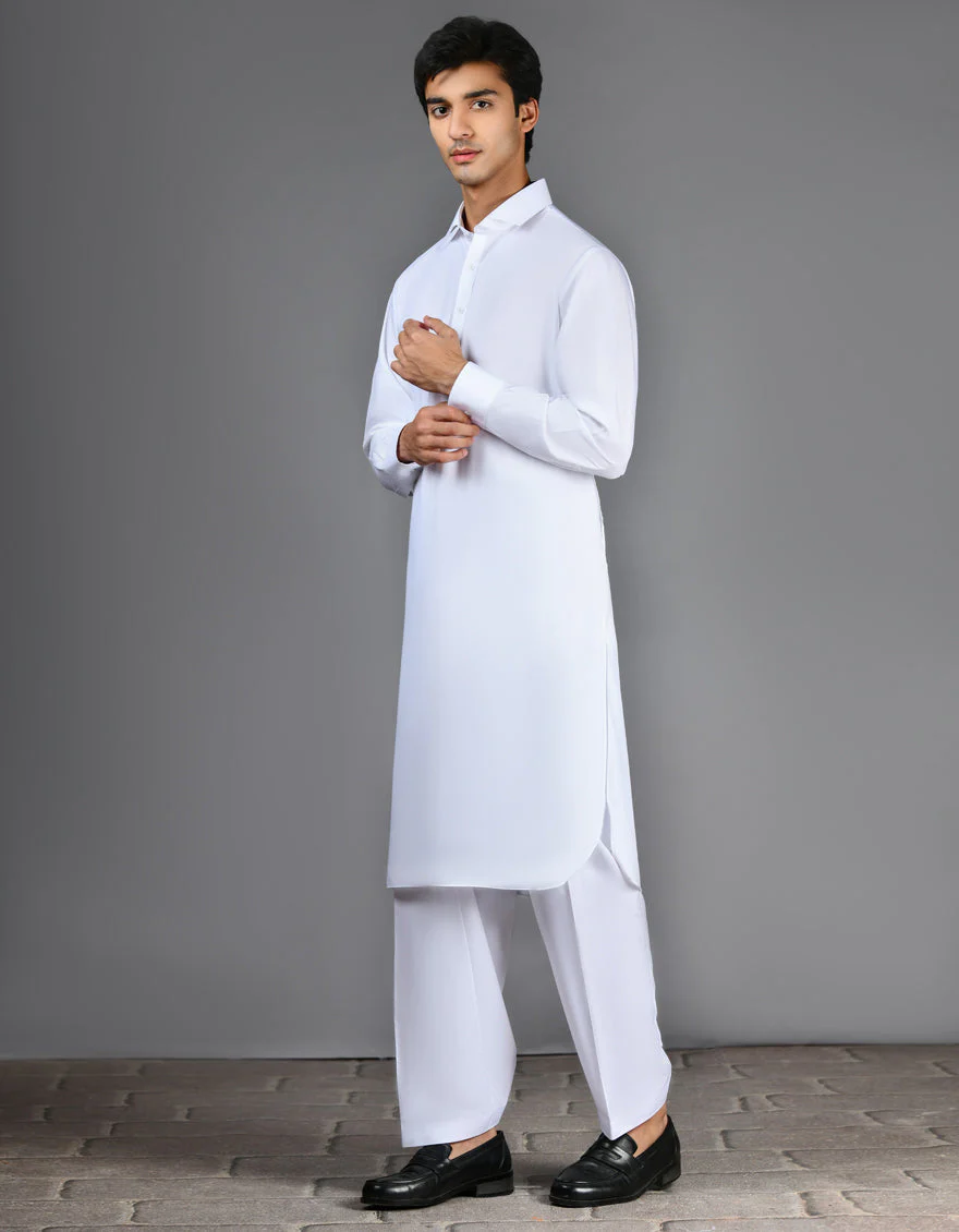 WHITE BLENDED KAMEEZ SHALWAR | JJKS-A-30727-R27-AP/S25-JJ9737-PN