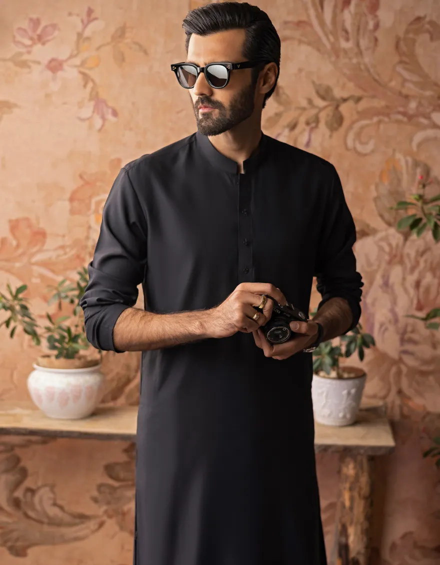 BLACK BLENDED KAMEEZ SHALWAR | JJKS-A-30778-R45-AP/S25/JJ9773-PN - Image 2
