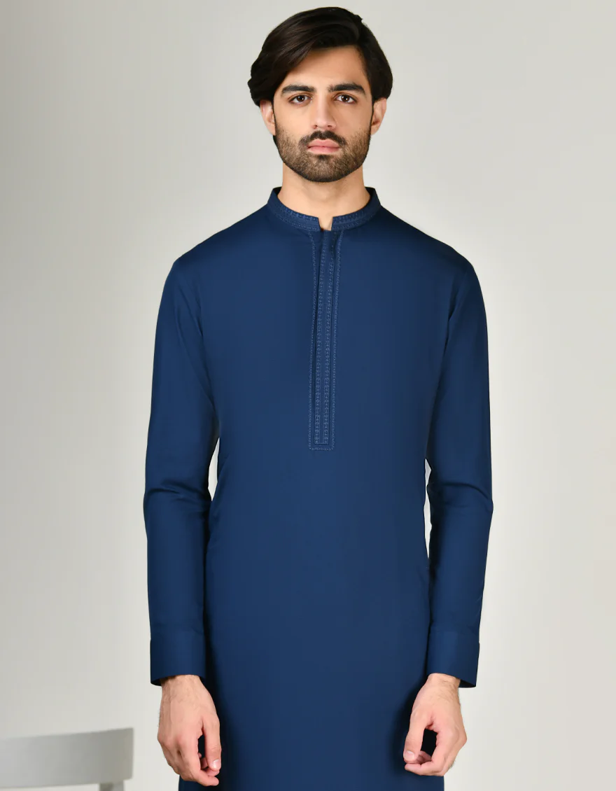 BLUE BLENDED KAMEEZ SHALWAR | JJKS-A-33001/S24/JJ9424-SF - Image 2