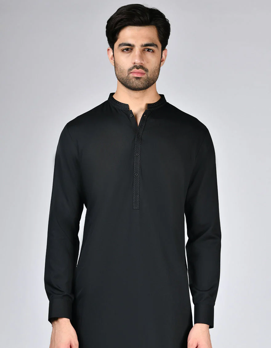 BLACK BLENDED KAMEEZ SHALWAR | JJKS-A-33085/S24/JJ9364-SF - Image 2