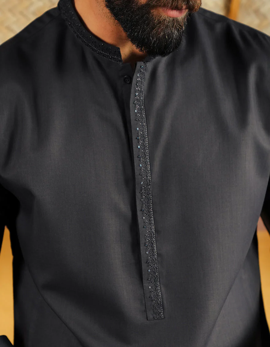 DARK GREY KAMEEZ SHALWAR | JJKS-A-50076/S25/JJ11071-FL - Image 2