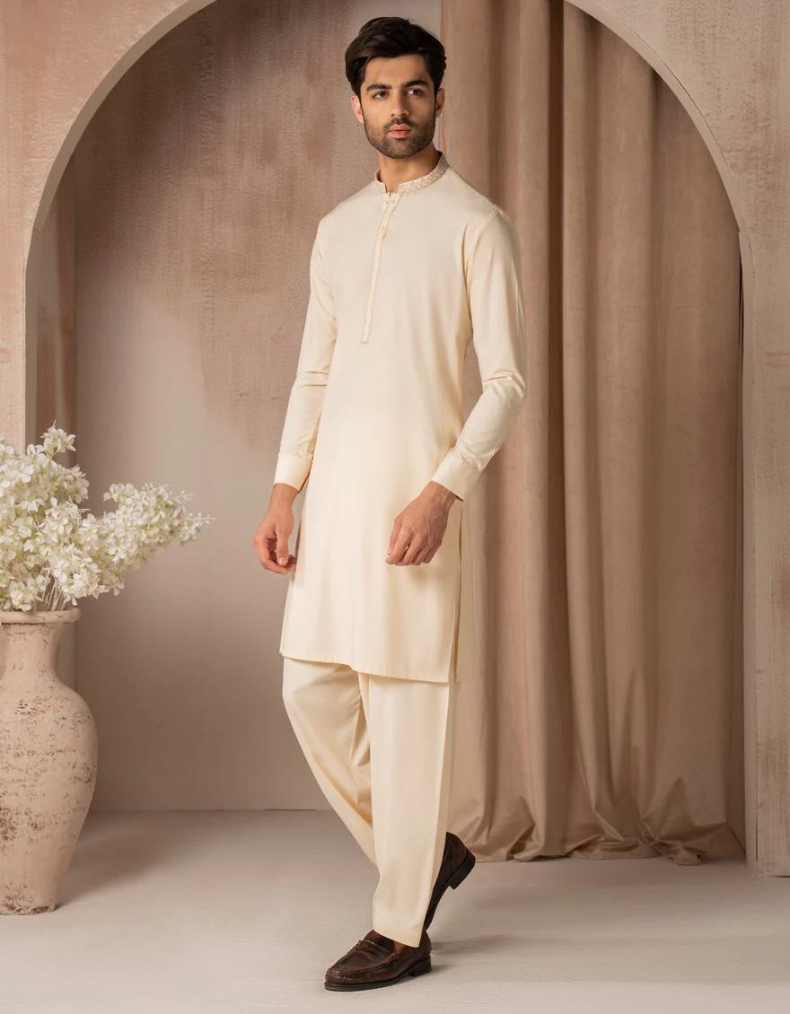 WHITE BLENDED KAMEEZ SHALWAR | JJKS-A-50154/S25/JJ10204-SF - Image 4