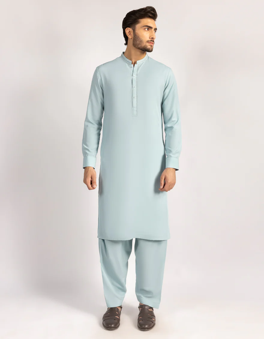 SEA GREEN BLENDED KAMEEZ SHALWAR | JJKS-A-50335/S25/JJ9843-SF - Image 4