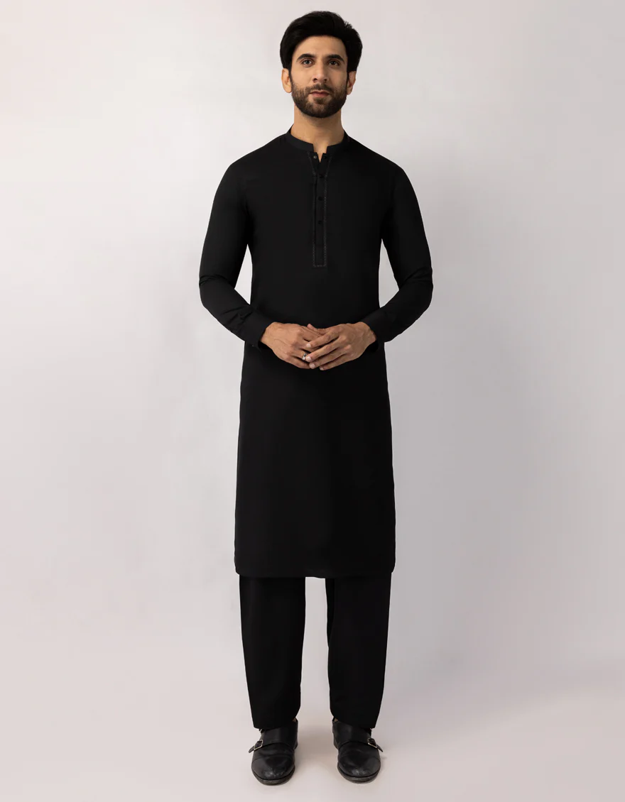 BLACK BLENDED KAMEEZ SHALWAR | JJKS-A-90549/S25/JJ9768-SF