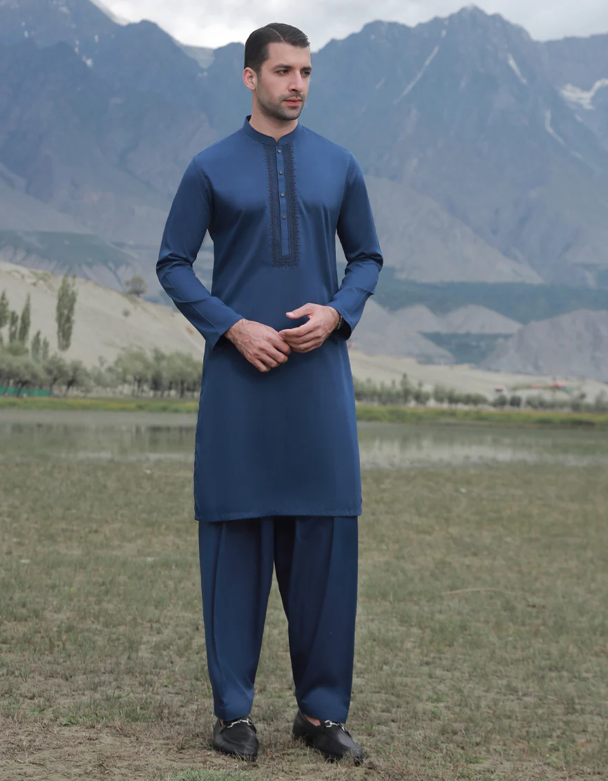 D-BLUE BLENDED KAMEEZ SHALWAR | JJKS-A-US-37788/S23/JJ8950-SF