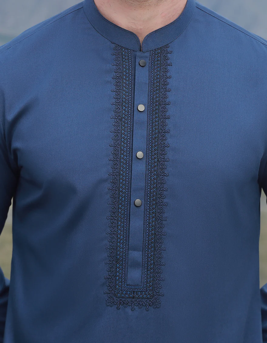 D-BLUE BLENDED KAMEEZ SHALWAR | JJKS-A-US-37788/S23/JJ8950-SF - Image 3