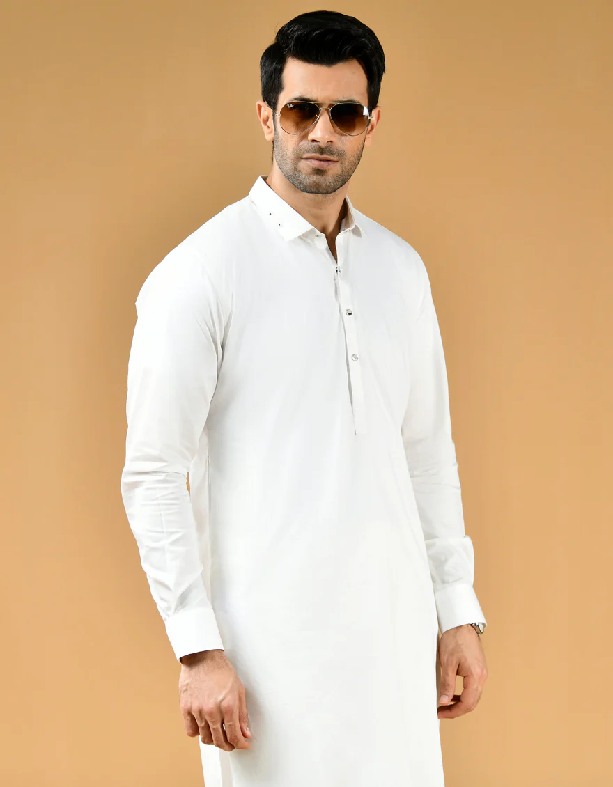 OFF WHITE COTTON KURTA | JJKS-A-US-44088/S22/JJ7544-CL - Image 3