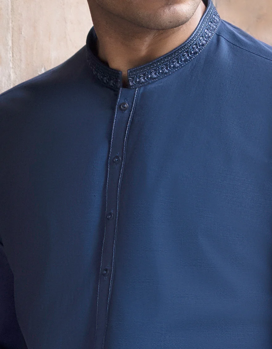 BLUE COTTON KAMEEZ SHALWAR | JJKS-A-US-47031/S23/JJ8695-SF - Image 2