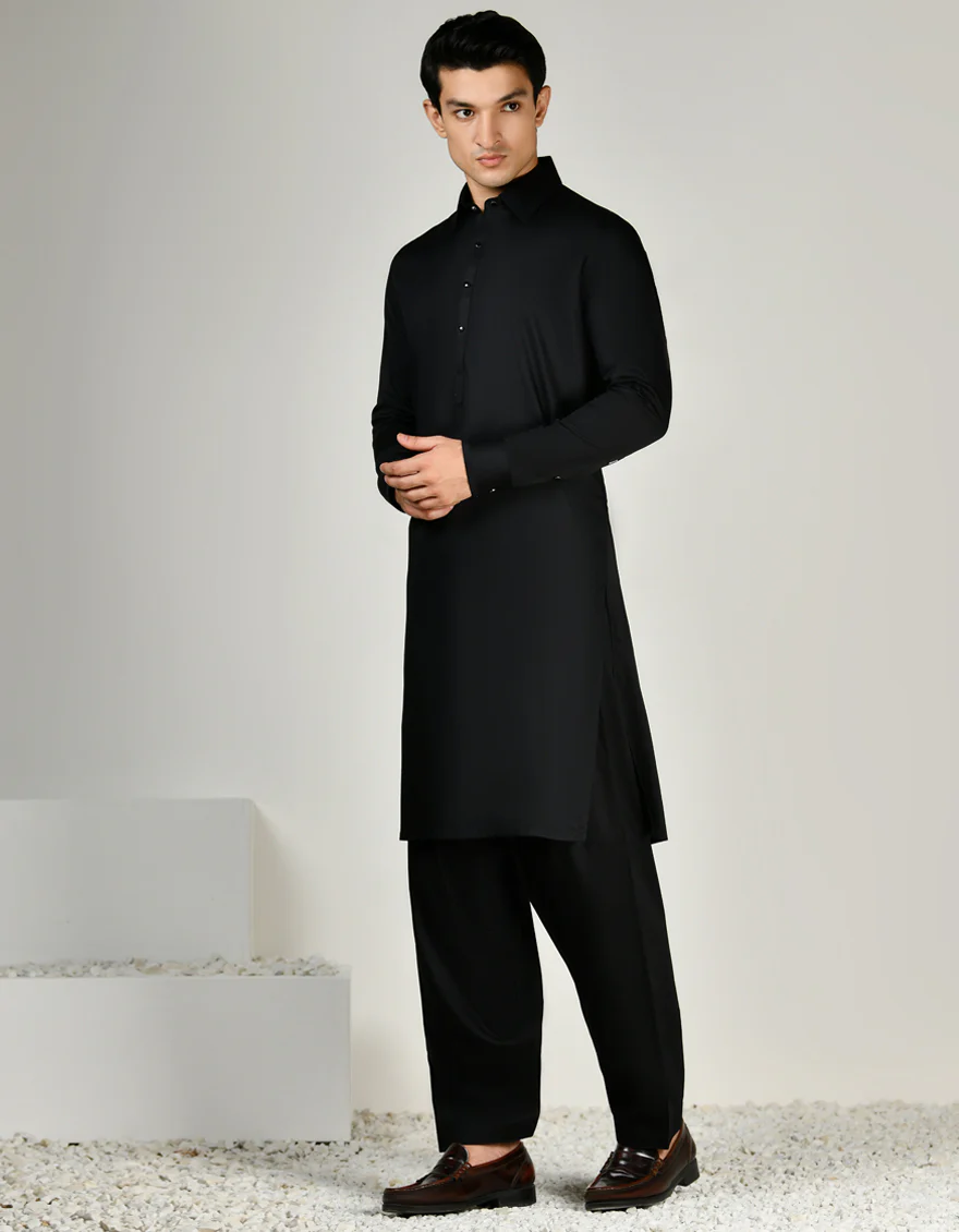 BLACK COTTON KAMEEZ SHALWAR | JJKS-S-33005/S24/JJ9149-CL