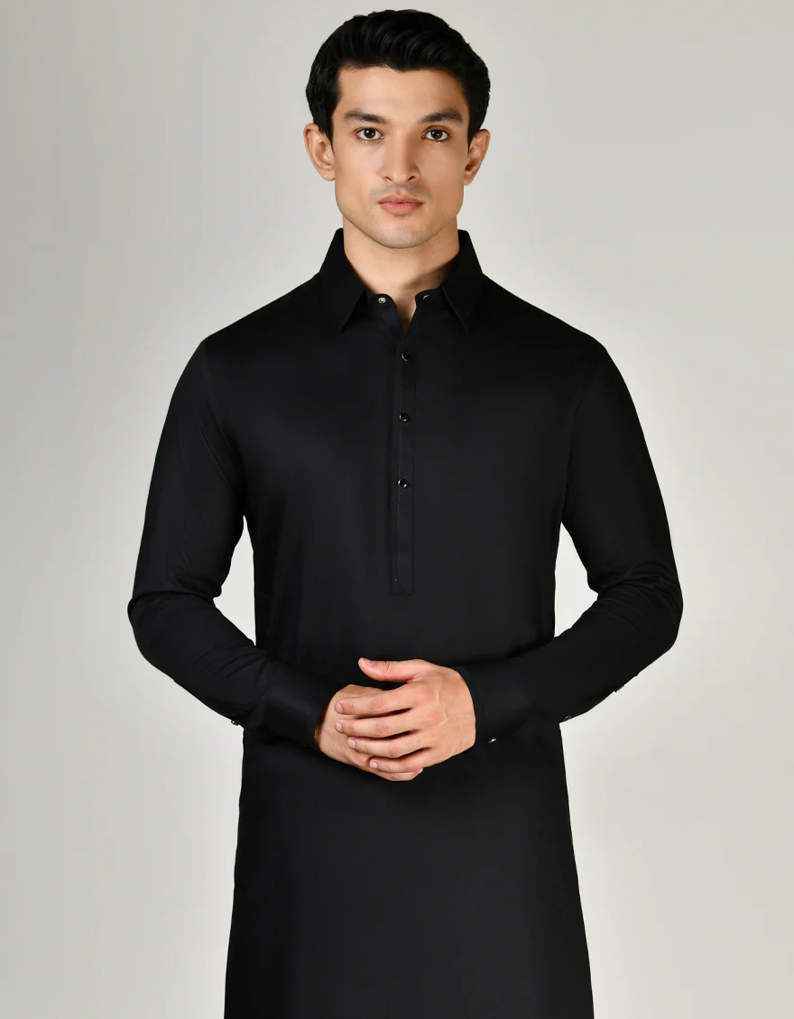 BLACK COTTON KAMEEZ SHALWAR | JJKS-S-33005/S24/JJ9149-CL - Image 2