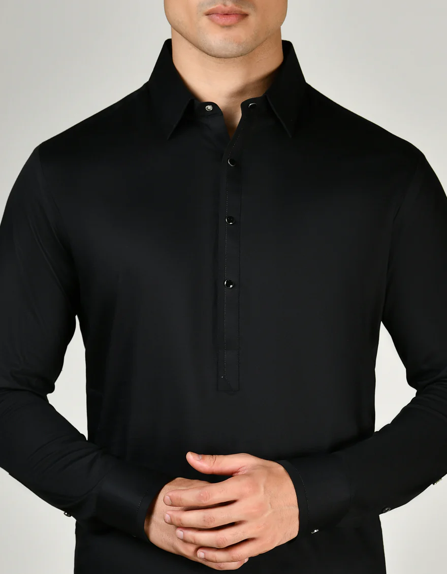 BLACK COTTON KAMEEZ SHALWAR | JJKS-S-33005/S24/JJ9149-CL - Image 3