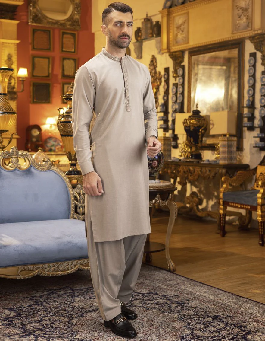 OATMEAL KAMEEZ SHALWAR | JJKS-S-US-36855/S22/JJ7410-SF