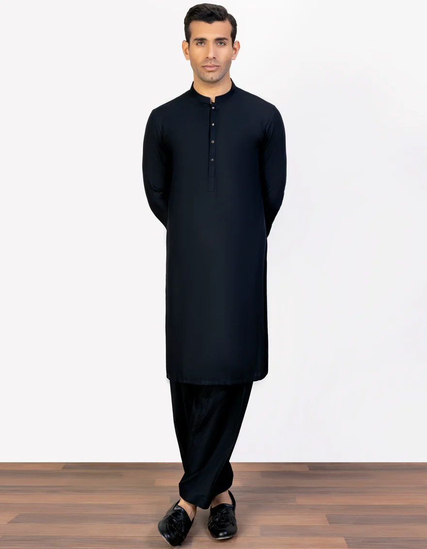 BLACK BLENDED KAMEEZ SHALWAR | JJKS-S-US-47069/S23/JJ8907-PN