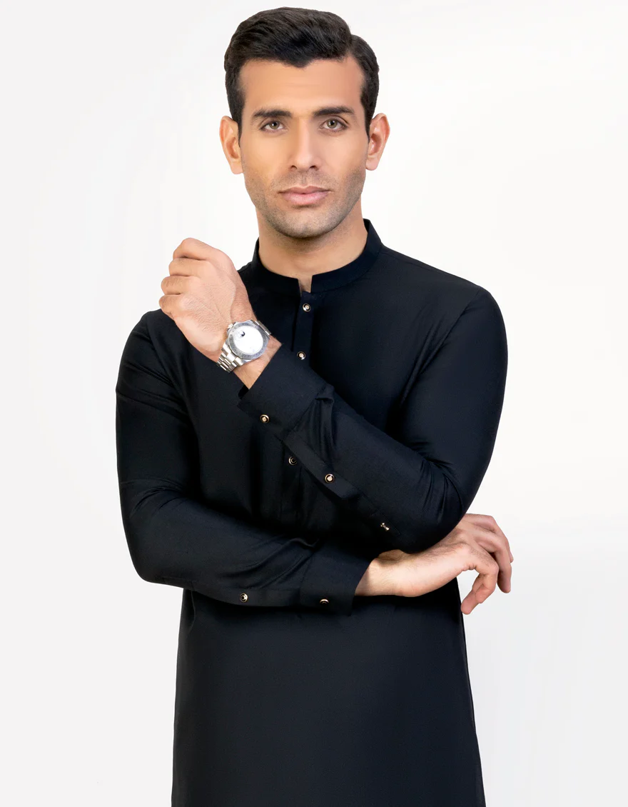 BLACK BLENDED KAMEEZ SHALWAR | JJKS-S-US-47069/S23/JJ8907-PN - Image 3