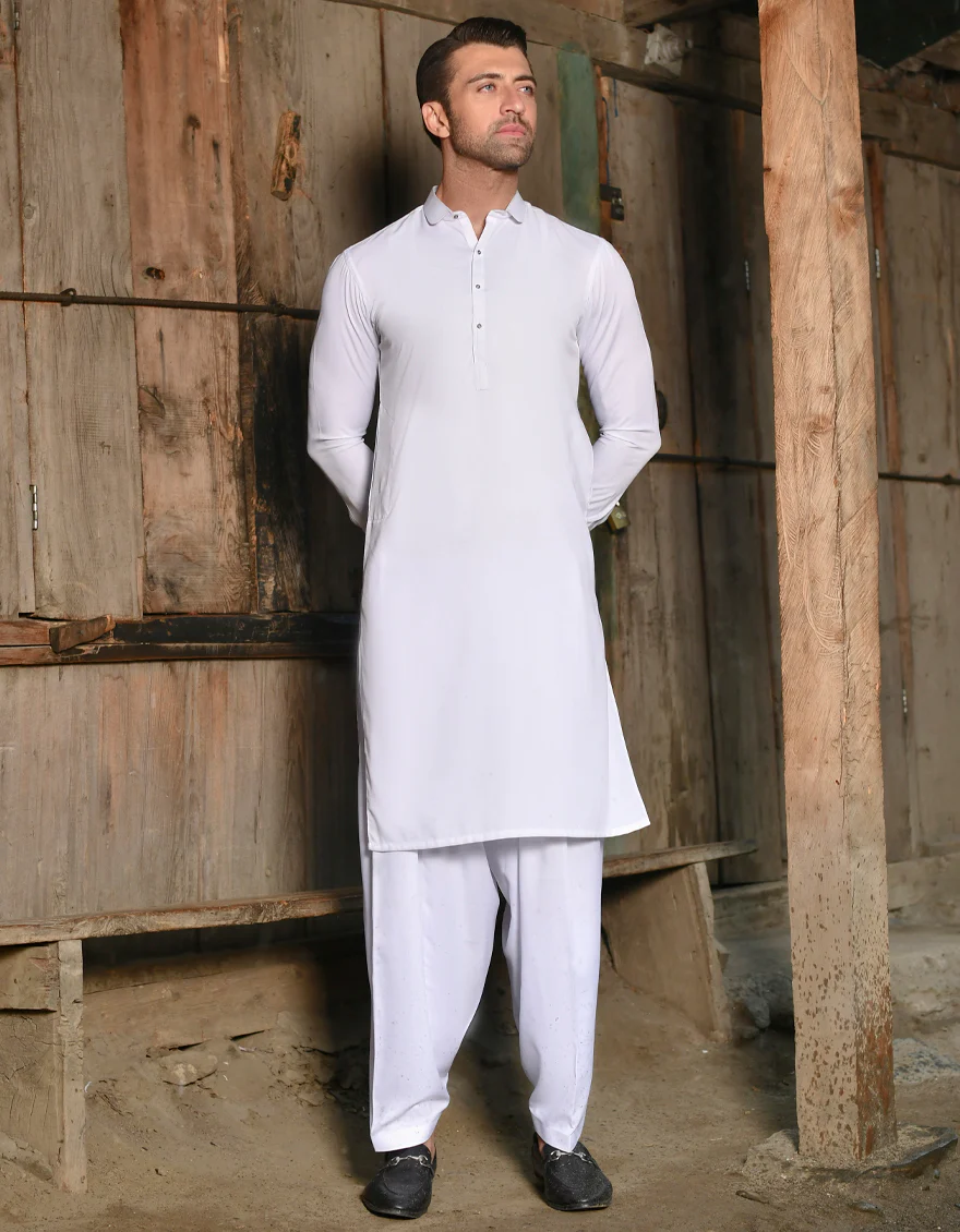 WHITE BLENDED KAMEEZ SHALWAR | JJKS-US-44134/A22/JJ8346-CL