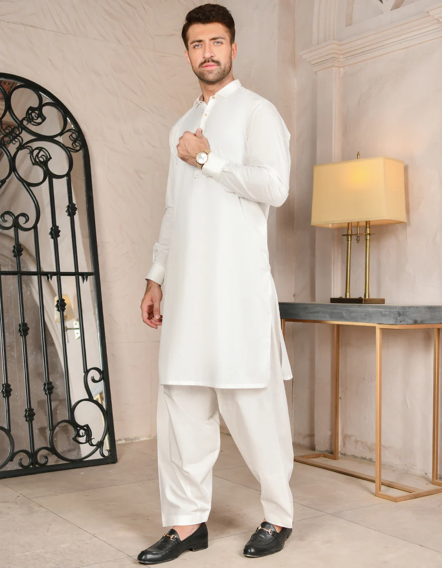 OFF WHITE BLENDED KAMEEZ SHALWAR | JJKS-US-45027/A22/JJ7544-CL