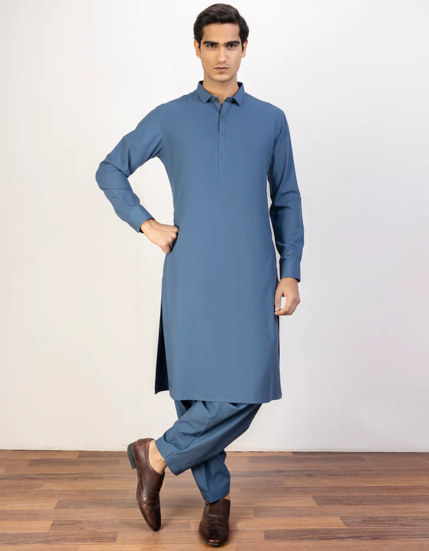 BLUE BLENDED KAMEEZ SHALWAR | JJKS-US-45195/A23/JJ8833-CL