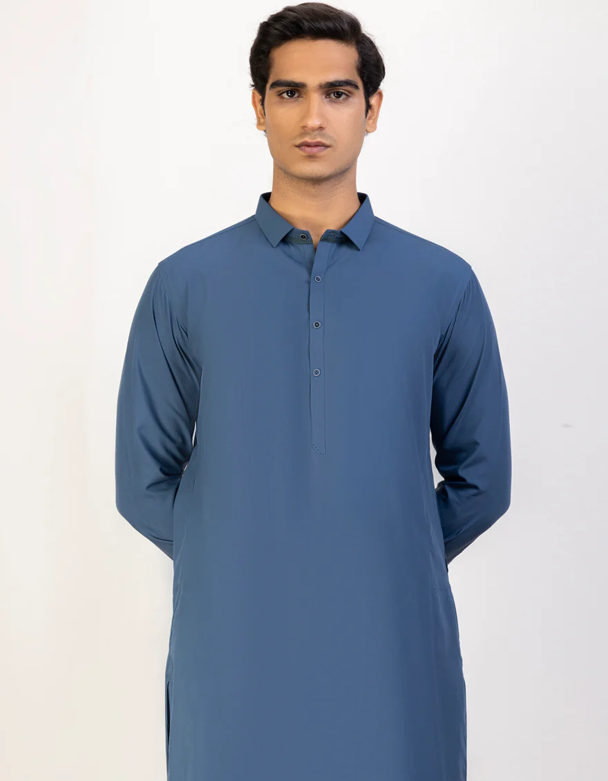 BLUE BLENDED KAMEEZ SHALWAR | JJKS-US-45195/A23/JJ8833-CL - Image 3